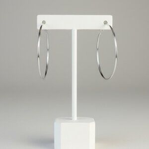 Silver Hoop Pierced Earrings Large